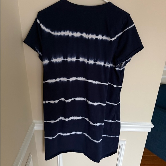 J. Crew Women’s Size XL Blue and White Tie-Dye Stripe Shirt Dress Summer Boho - Picture 6 of 8